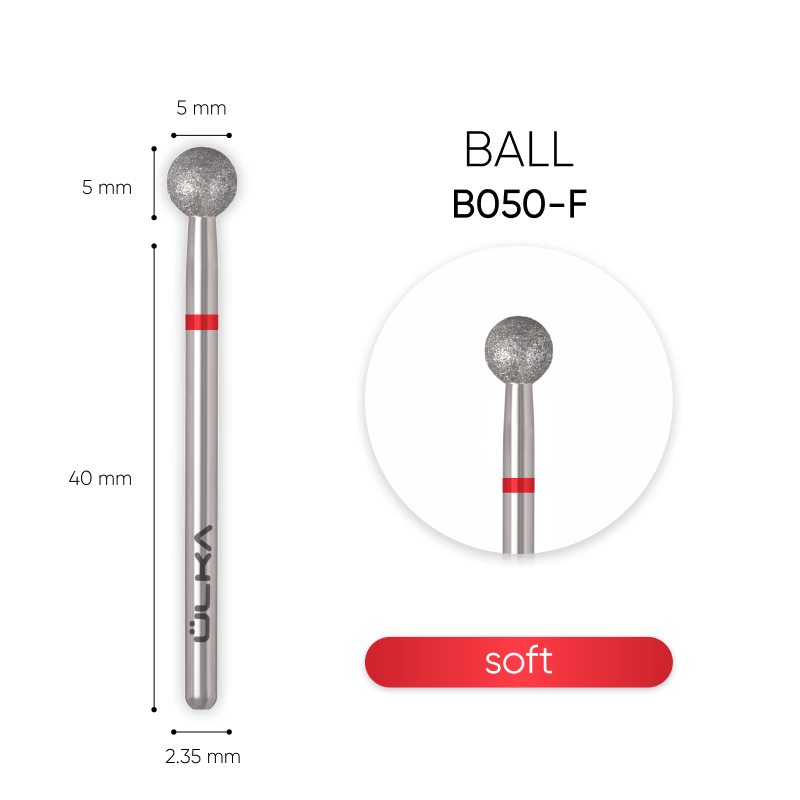 ÜLKA Diamond nail drill bit 5mm ball red