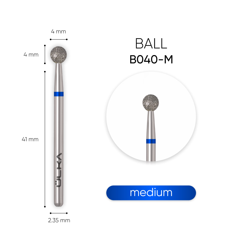 ÜLKA Diamond nail drill bit ball blue head diameter 4 mm
