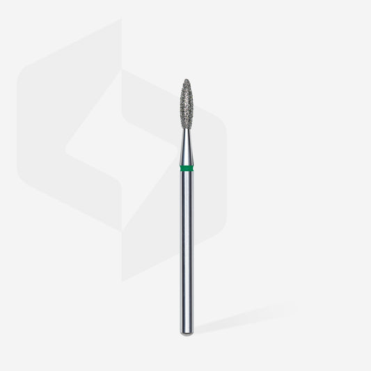 STALEKS EXPERT Diamond nail drill bit flame green, head diameter 2,1 mm, working part 8 mm