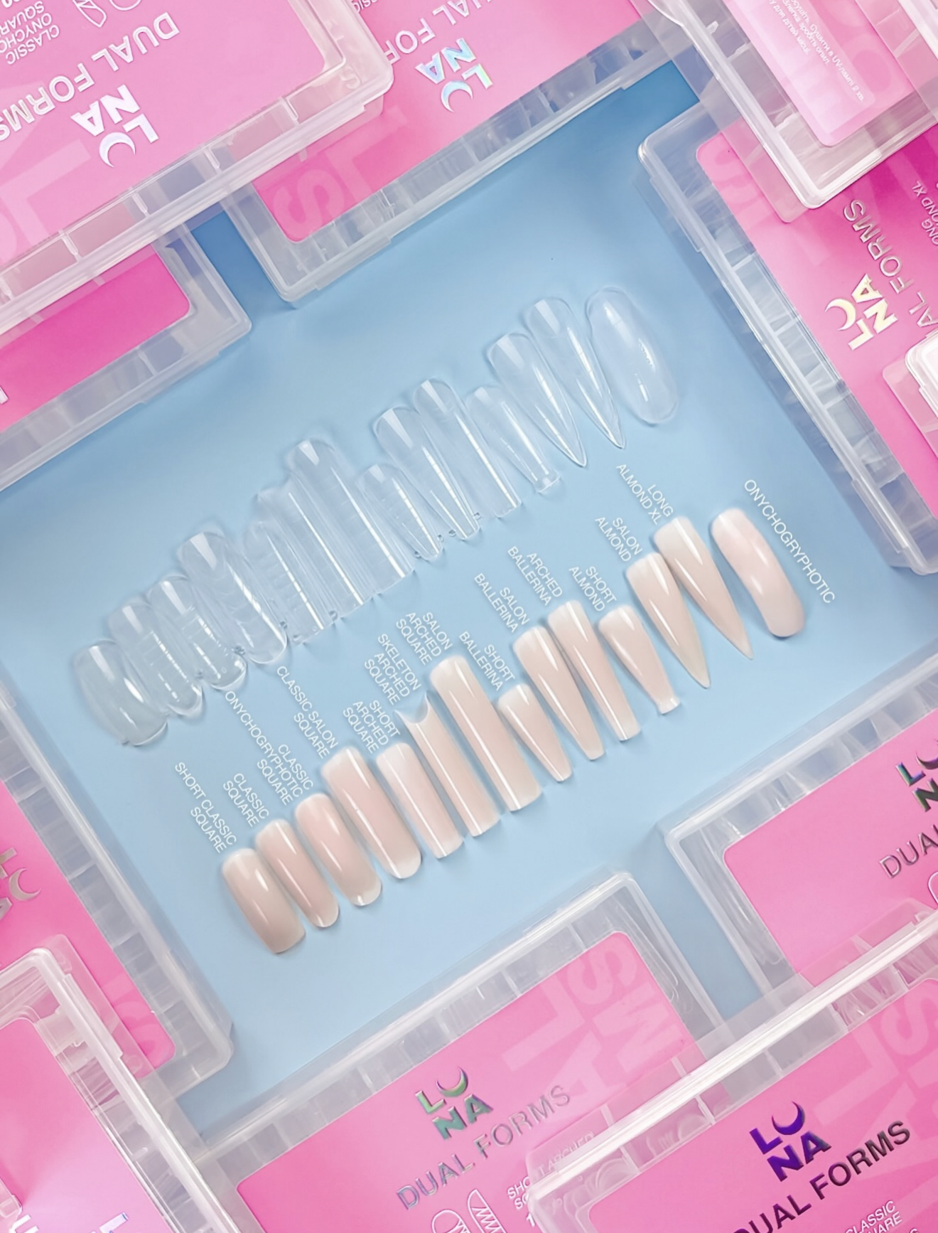 LUNAMOON Skeleton Arched Square Dual Forms for Nail Extensions, 120 pcs