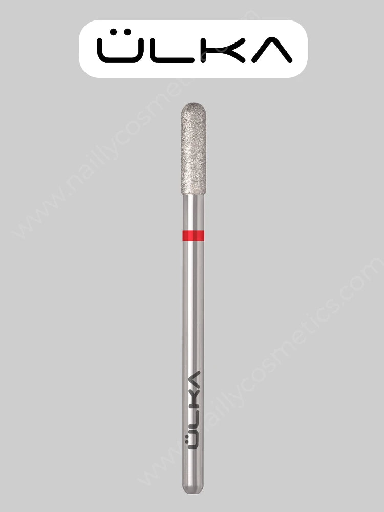ÜLKA Diamond nail drill bit rounded cylinder red head diameter 3 mm / working part 10 mm