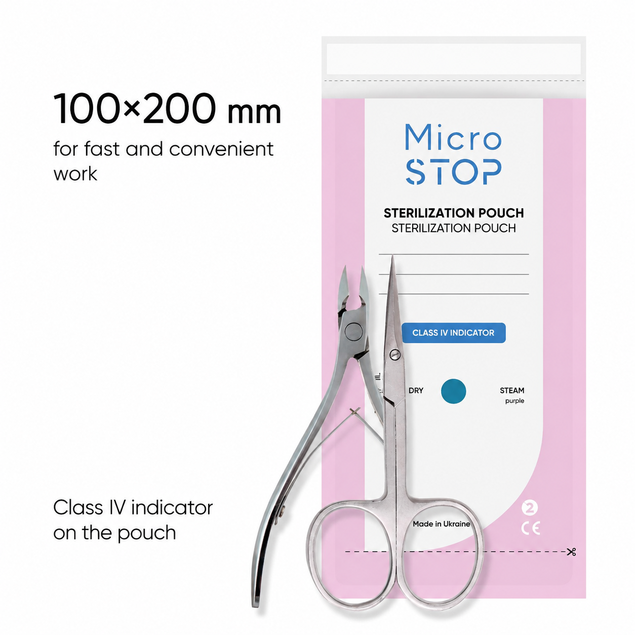 MICROSTOP Sterilization Pouches with Class 4 Indicator 100×200 mm, 100 pcs