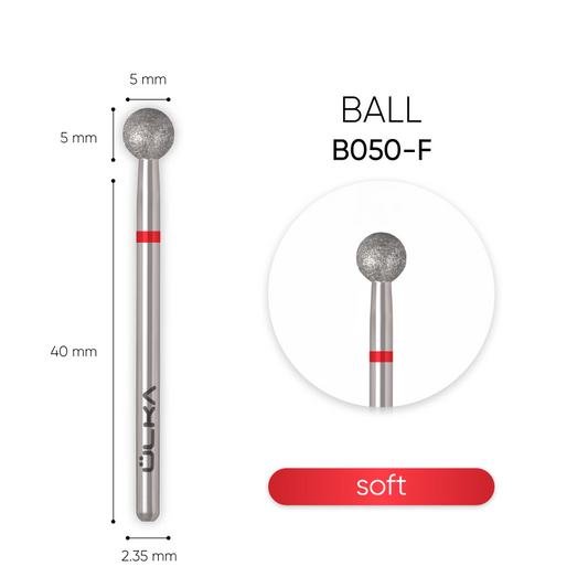 ÜLKA Diamond nail drill bit, ball, red head, diameter 5 mm