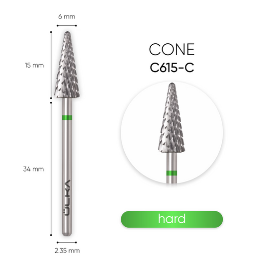 ÜLKA Carbide nail drill C 615-C bit cone green head diameter 6.0 mm / working part 15 mm