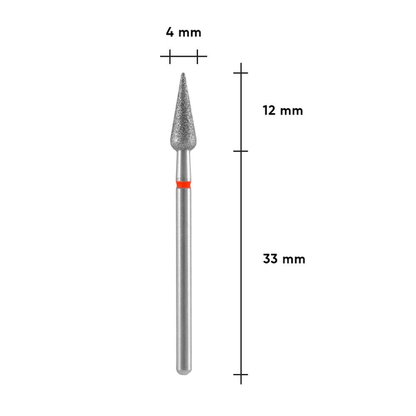 Staleks Pro Diamond cutter Pear sharp red EXPERT 4 x 12 mm