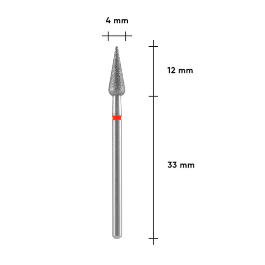 Staleks Pro Diamond cutter Pear sharp red EXPERT 4 x 12 mm