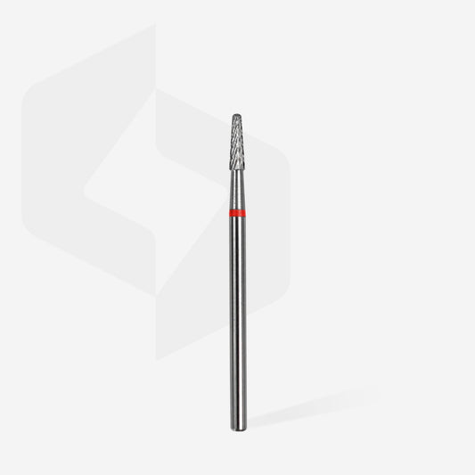STALEKS EXPERT Carbide nail drill bit cone red, head diameter 2,3 mm, working part 8 mm