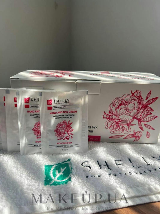 Shelly HAND & NAIL CREAM With collagen, elastin and peony extract,  sachet 4ml