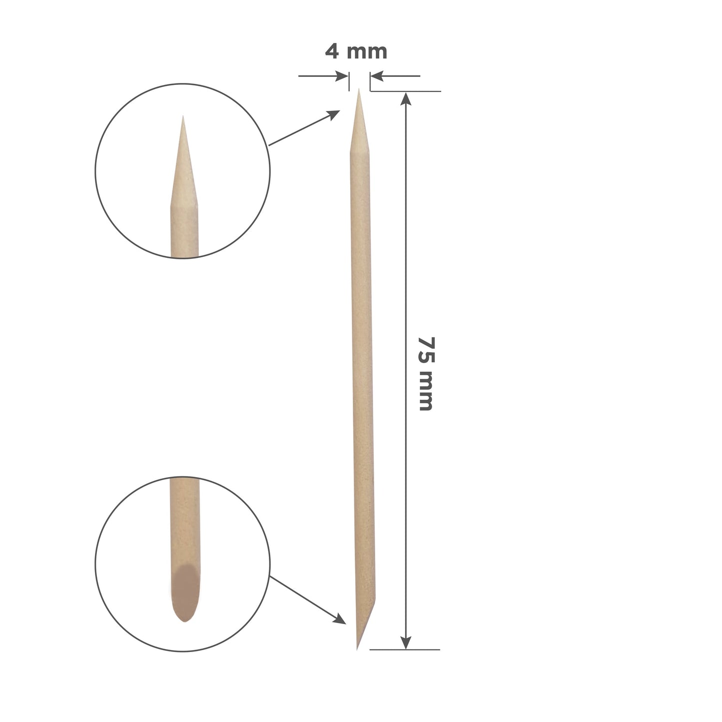 STALEKS EXPERT Orange stick wooden, 75 mm (100 pcs)