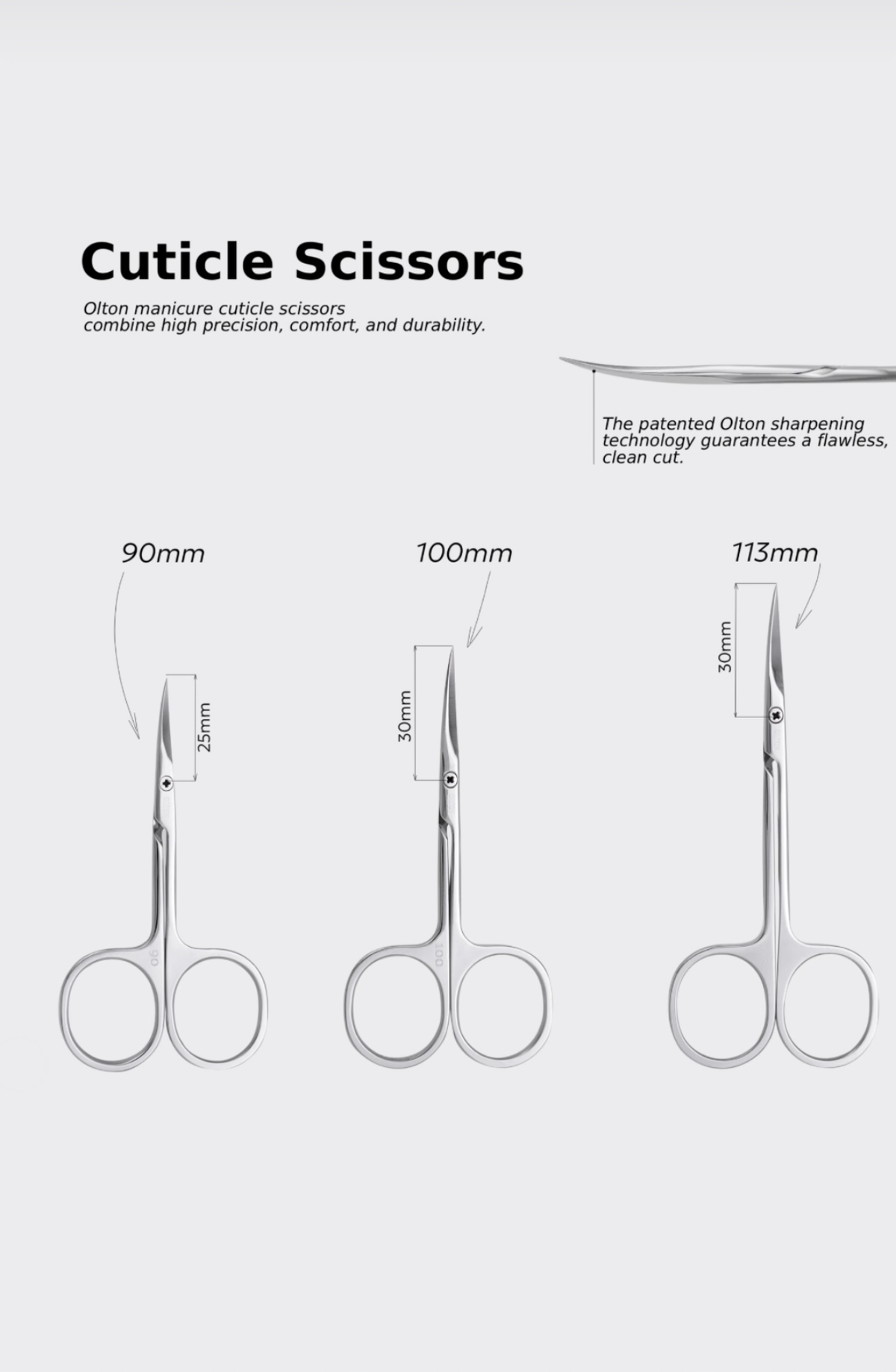 OLTON professional cuticle scissors, 113 mm