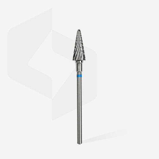 STALEKS EXPERT Carbide nail drill bit cone blue, head diameter 6 mm, working part 14 mm