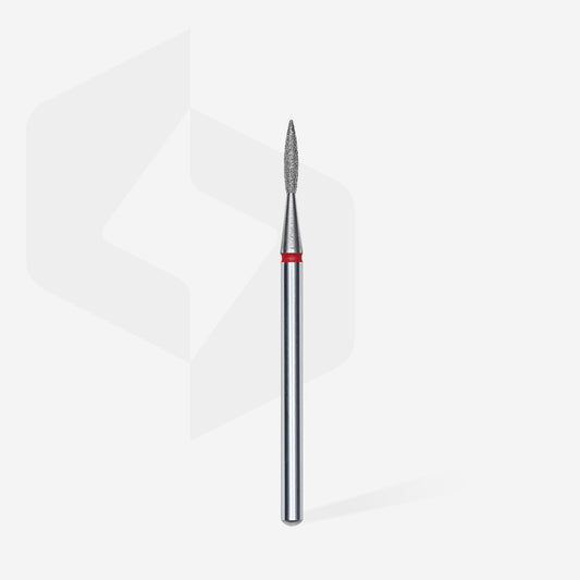 STALEKS EXPERT Diamond nail drill bit pointed flame red, head diameter 1,6 mm, working part 8 mm