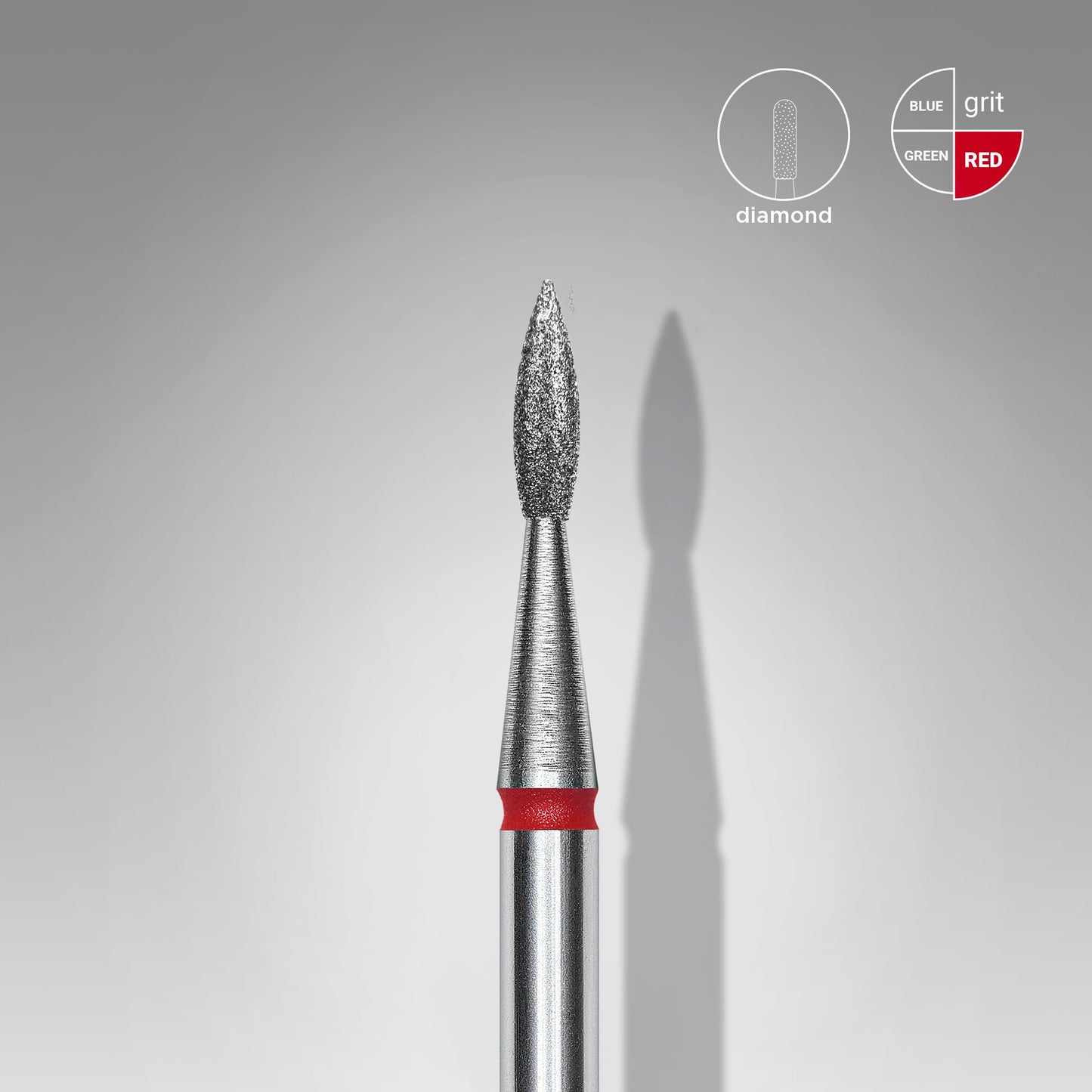STALEKS EXPERT Diamond nail drill bit pointed flame red, head diameter 1,8 mm, working part 8 mm