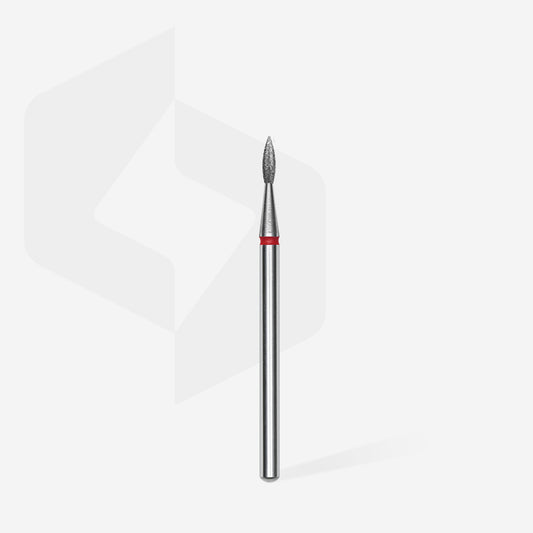 STALEKS EXPERT Diamond nail drill bit pointed flame red, head diameter 1,8 mm, working part 8 mm
