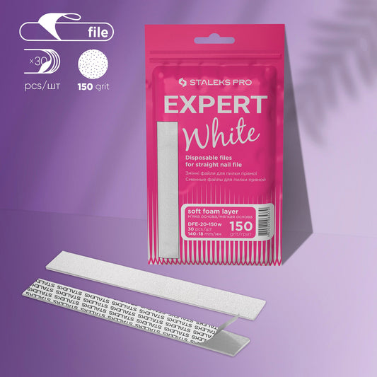 STALEKS EXPERT 20 Adhesive nail files for straight base on a soft foam layer, 150 grit (30 pcs)