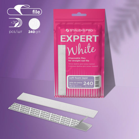 STALEKS EXPERT 20 Adhesive nail files for straight base on a soft foam layer, 240 grit (30 pcs)
