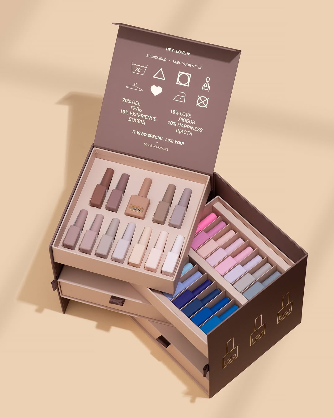 HEYLOVE Gel Polish – Basic Collection Box, 66 pieces
