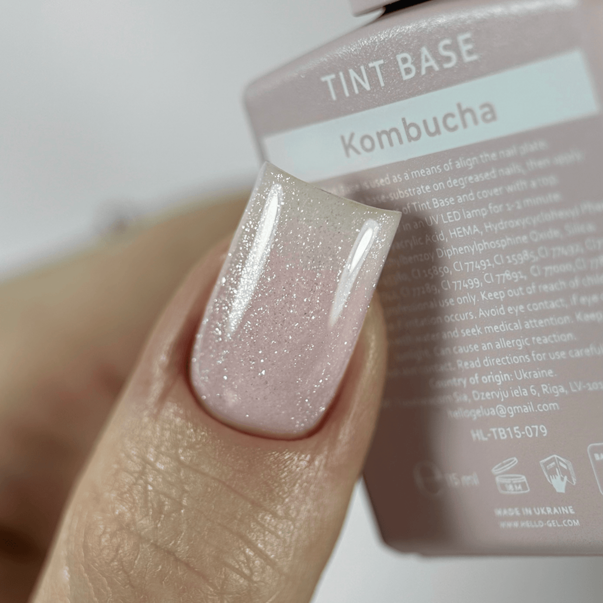 HEYLOVE Tint Base Pop Drinks Kombucha (pink-beige) Camouflage base with shimmer 15 ml