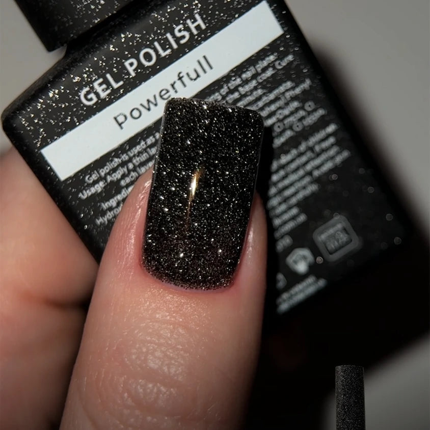 HEYLOVE Reflective Gel Polish Powerfull, 15 ml, Black