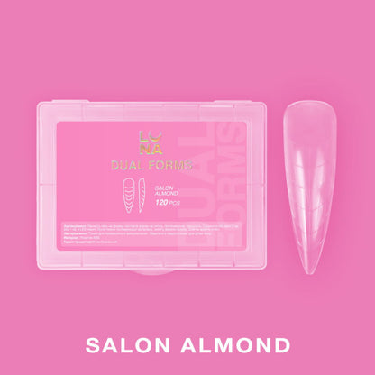 LUNAMOON Salon Almond Dual Forms for Nail Extensions, 120 pcs