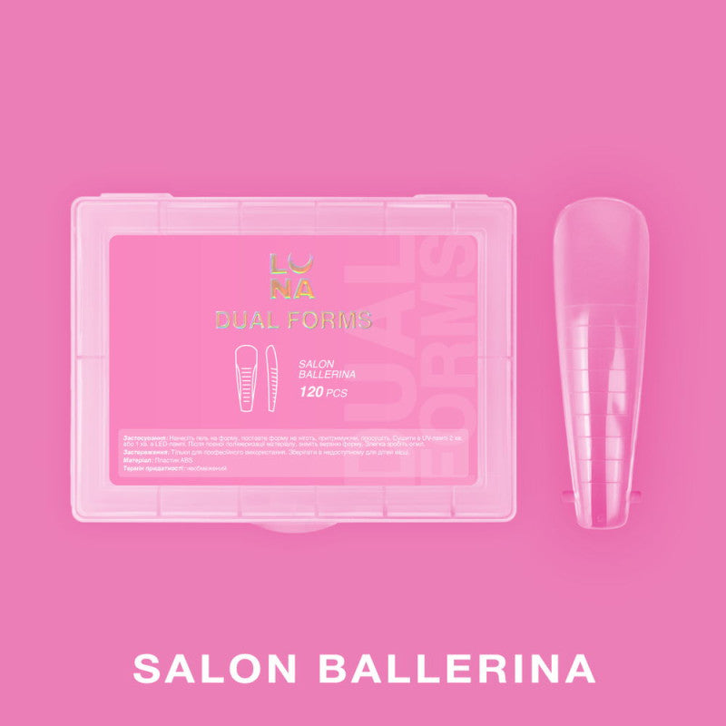 LUNAMOON Salon Ballerina Dual Forms for Nail Extensions, 120 pcs