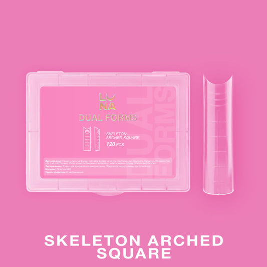 LUNAMOON Skeleton Arched Square Dual Forms for Nail Extensions, 120 pcs