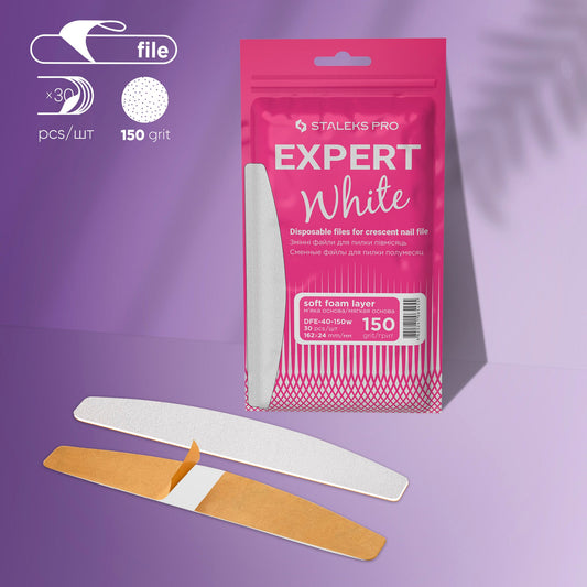STALEKS EXPERT 40 Adhesive nail files for crescent base on a soft foam layer, 150 grit (30 pcs)