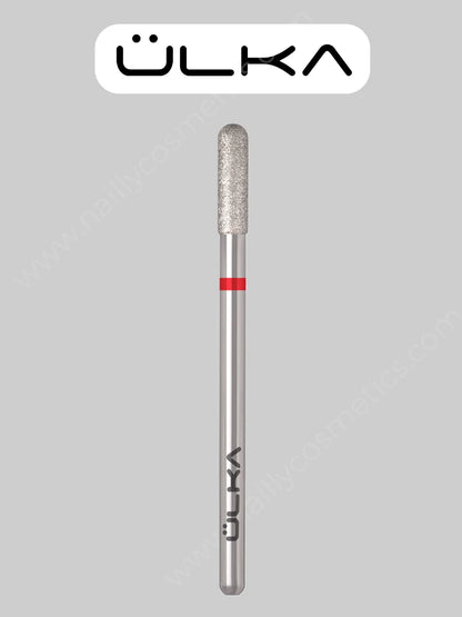ÜLKA Diamond nail drill bit rounded cylinder red head diameter 3 mm / working part 10 mm