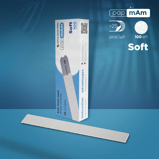 STALEKS EXPERT 20 papmAm Nail files for straight base on soft foam layer, 100 grit (25 pcs)
