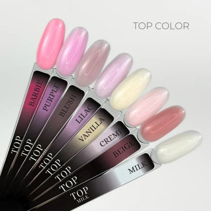 Top Milk Crystal Professional 12ml – camouflage hybrid UV/LED top coat, HEMA & TPO free