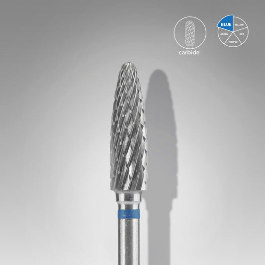 STALEKS EXPERT Carbide nail drill bit corn blue, head diameter 4 mm, working part 14 mm